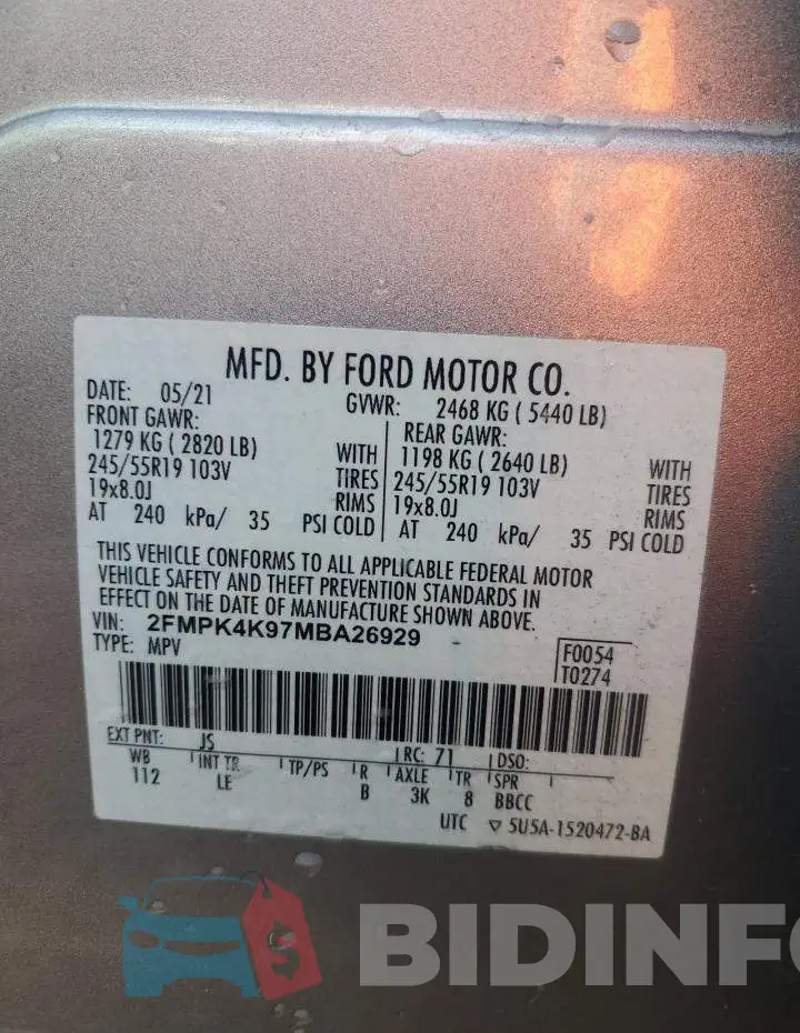 2FMPK4K97MBA26929 Photo# 13