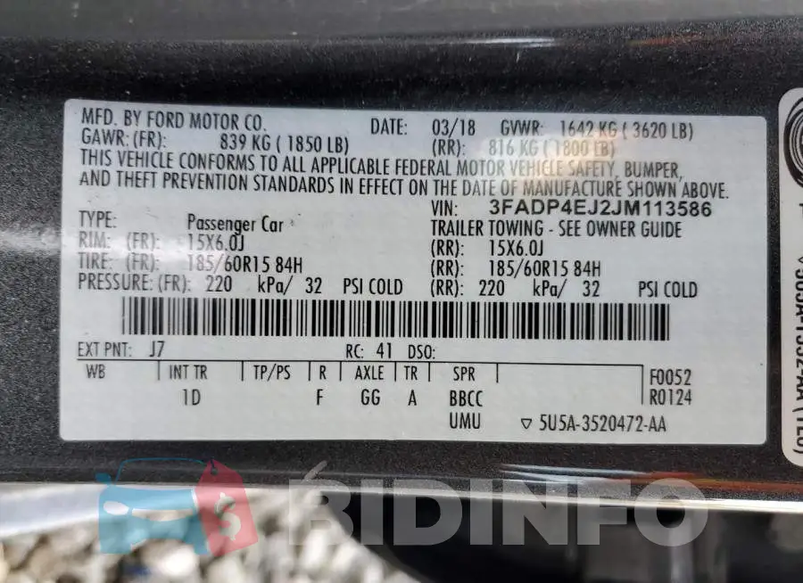 3FADP4EJ2JM113586 Photo# 12