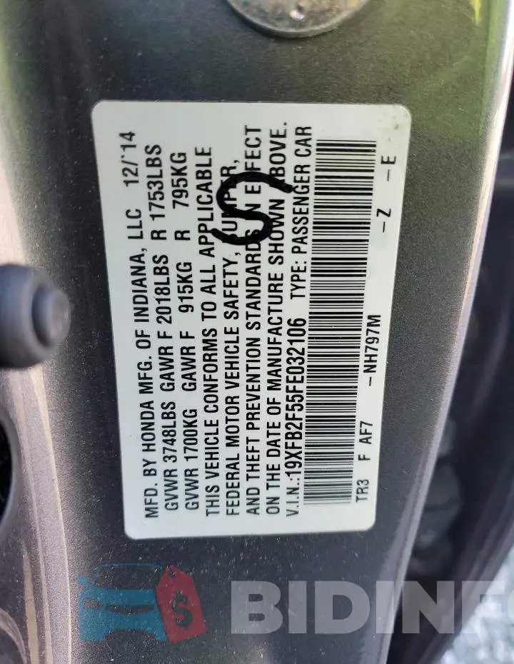 19XFB2F55FE032106 Photo# 12