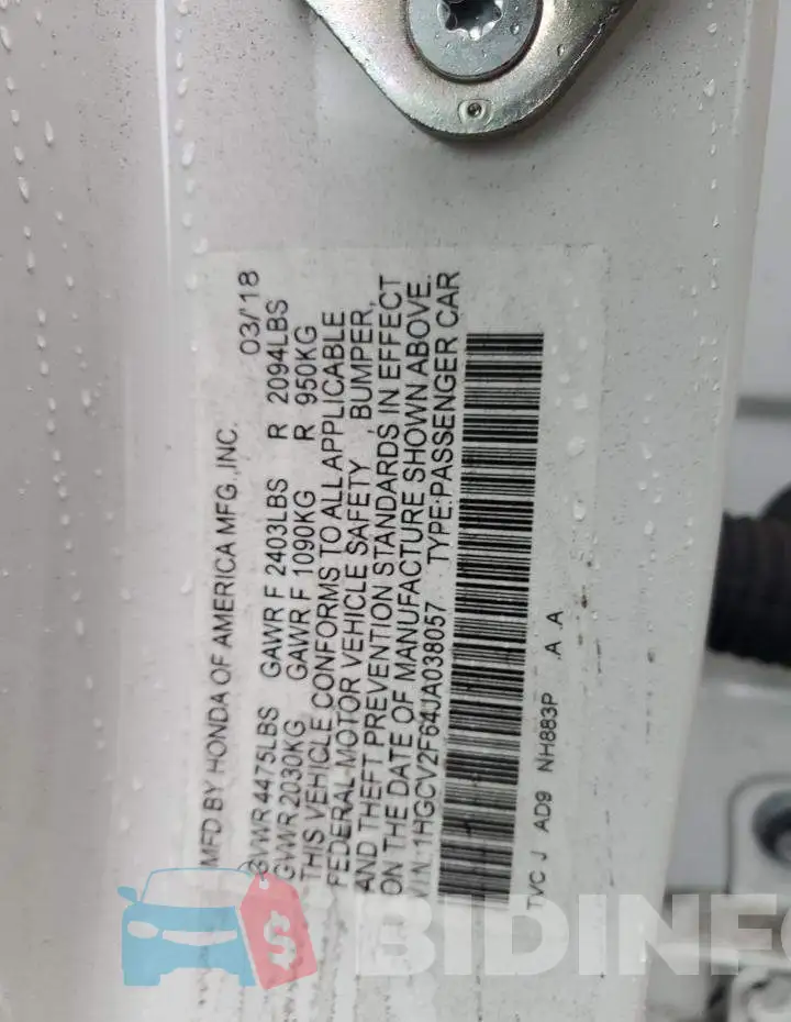 1HGCV2F64JA038057 Photo# 12