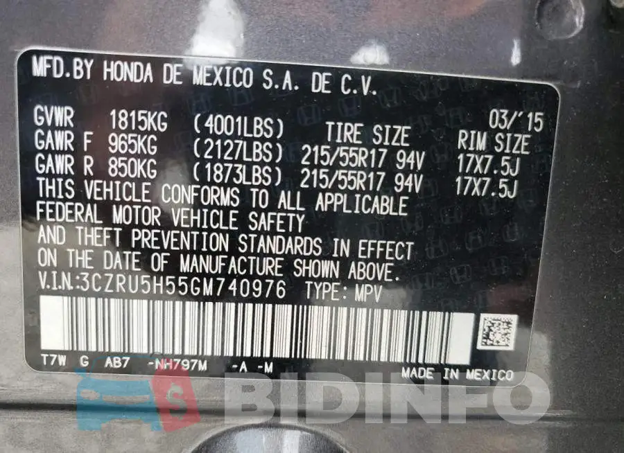 3CZRU5H55GM740976 Photo# 12