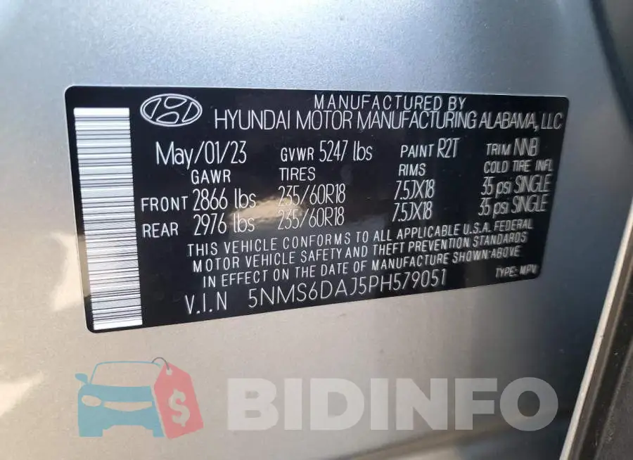 5NMS6DAJ5PH579051 Photo# 13