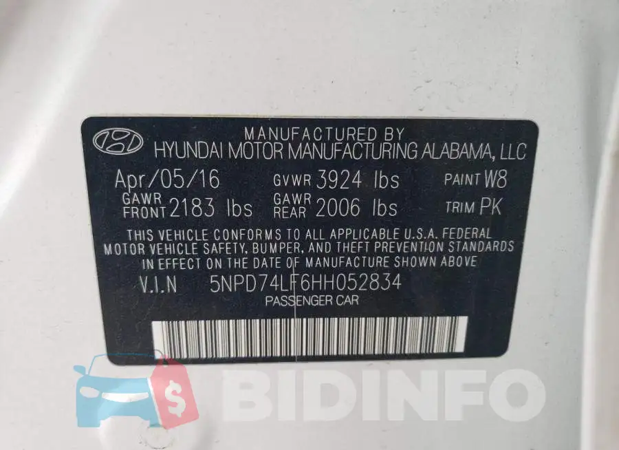 5NPD74LF6HH052834 Photo# 13