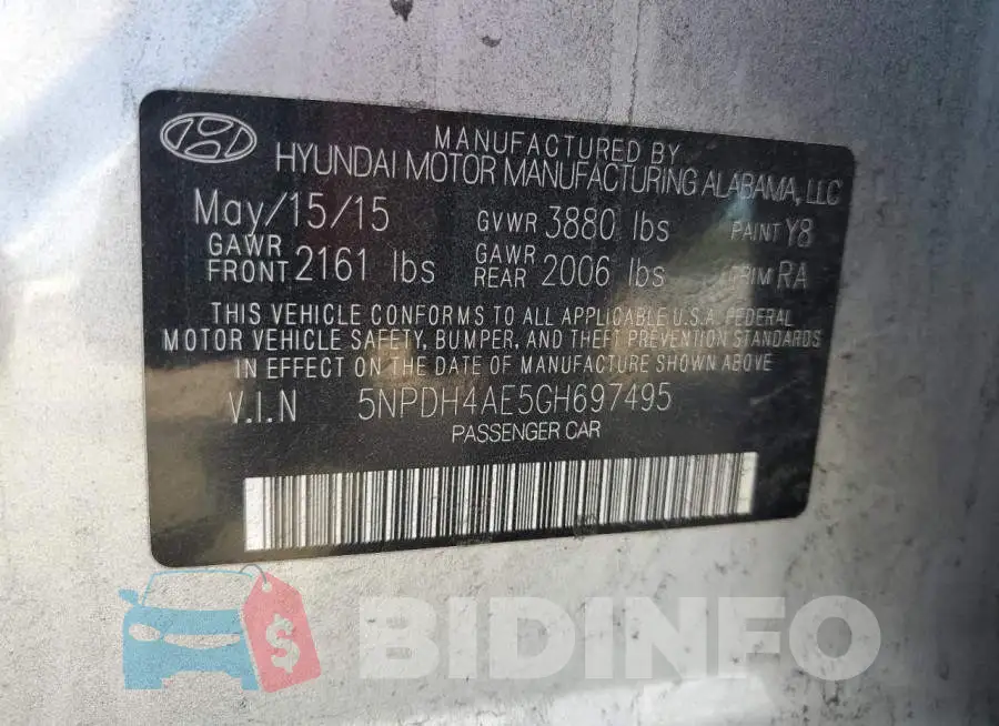 5NPDH4AE5GH697495 Photo# 13