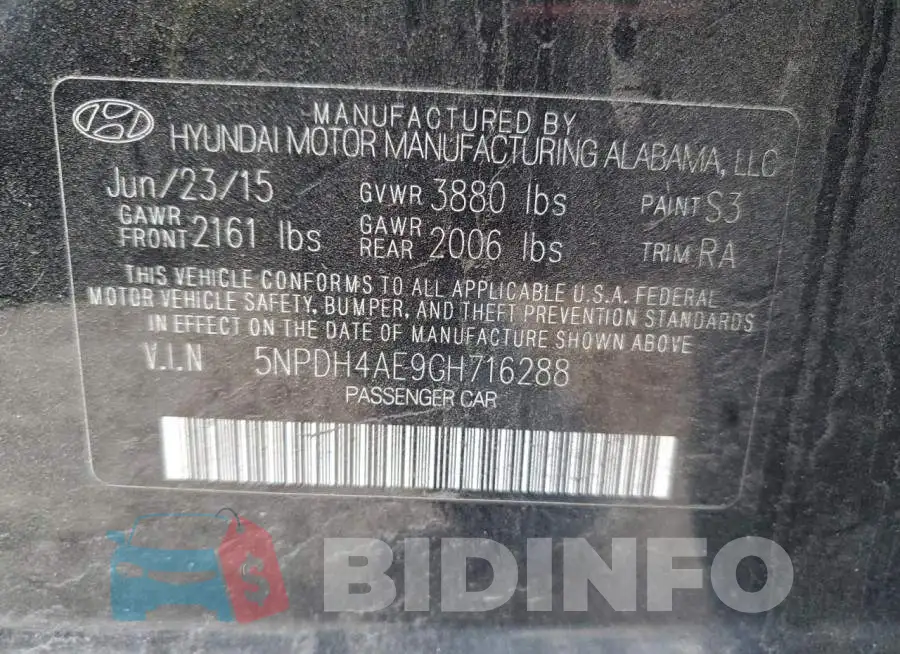 5NPDH4AE9GH716288 Photo# 12
