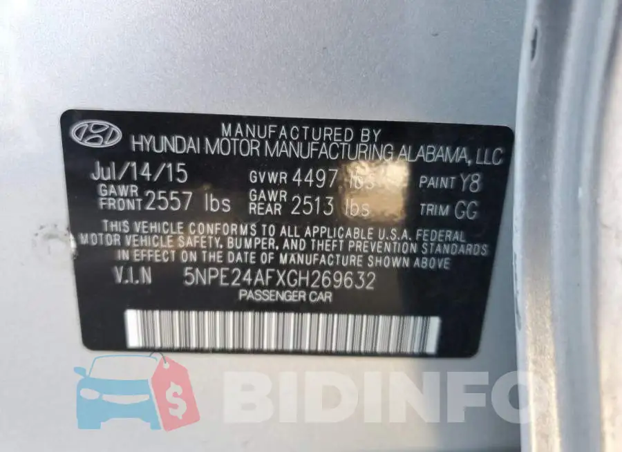 5NPE24AFXGH269632 Photo# 12