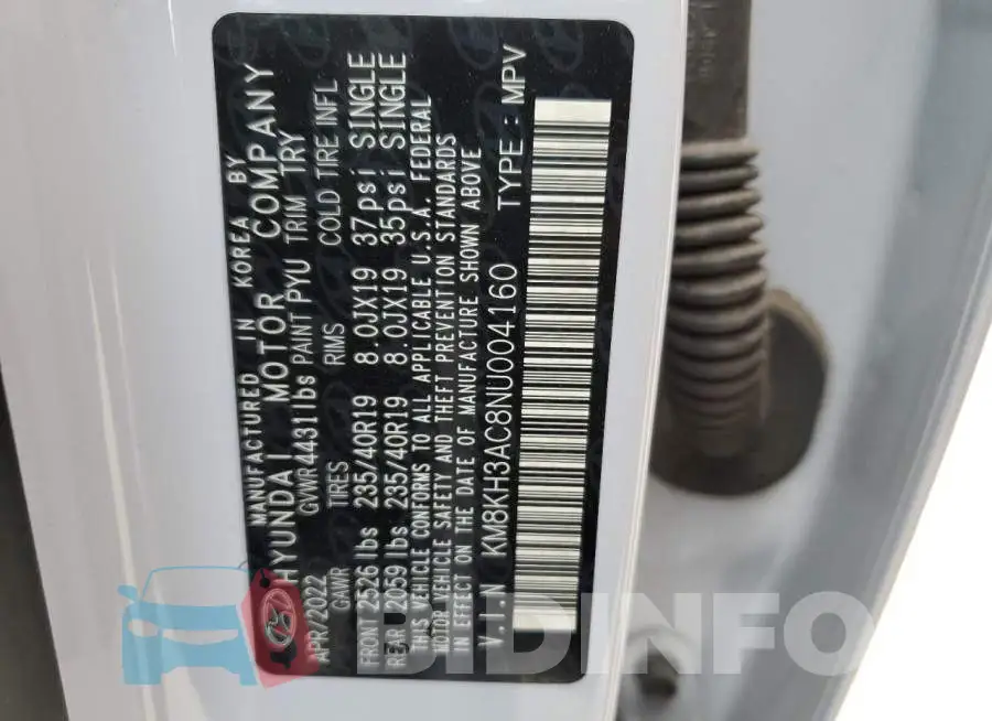 KM8KH3AC8NU004160 Photo# 12