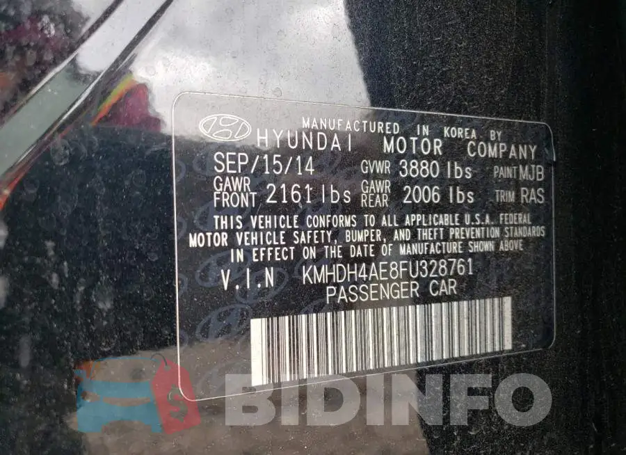 KMHDH4AE8FU328761 Photo# 12