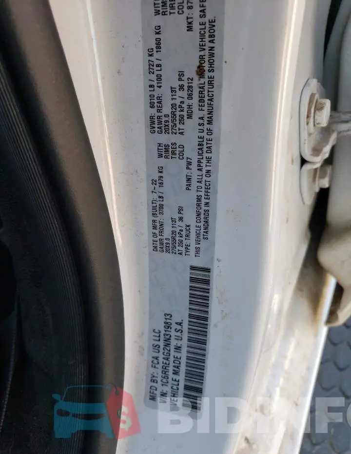 1C6RREAG2NN319813 Photo# 12