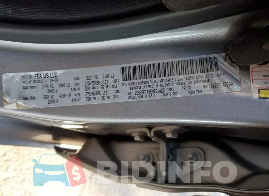 1C6SRFFT5KN681420 Photo# 12
