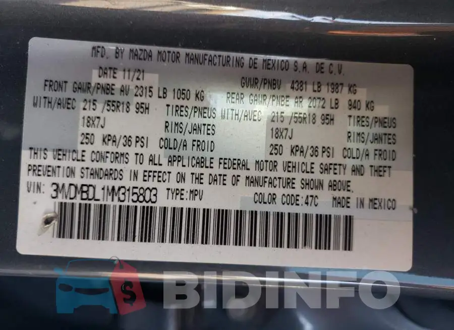 3MVDMBDL1MM315803 Photo# 12