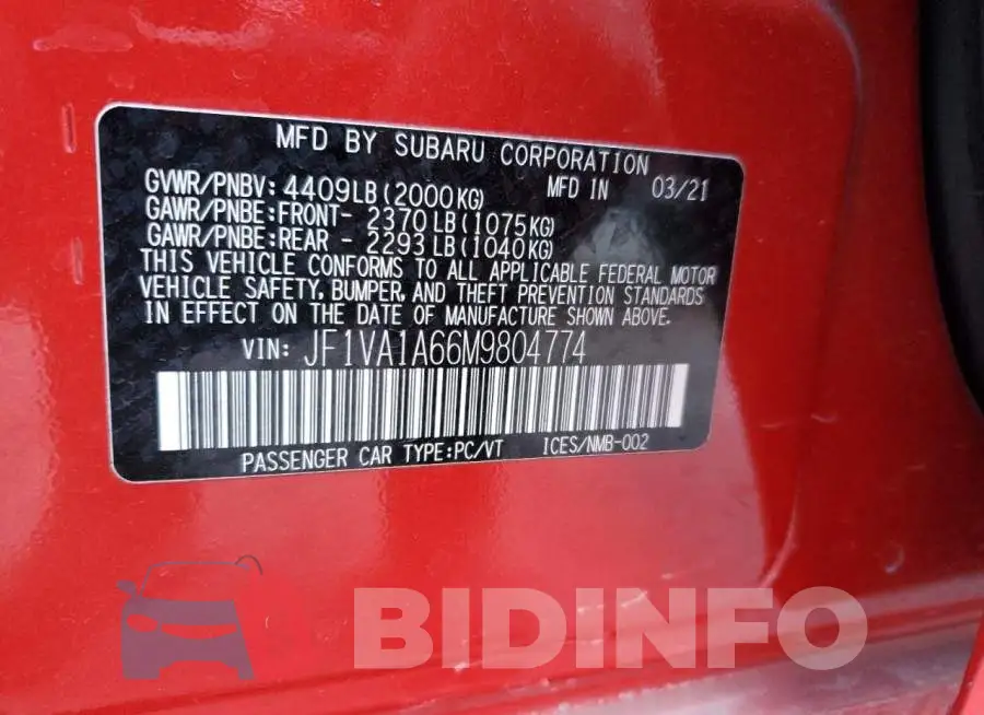 JF1VA1A66M9804774 Photo# 12