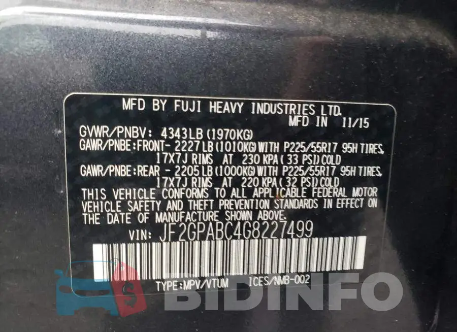JF2GPABC4G8227499 Photo# 13