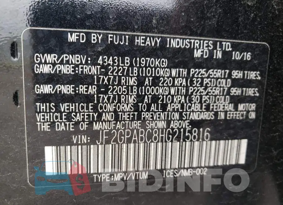 JF2GPABC8HG215816 Photo# 12