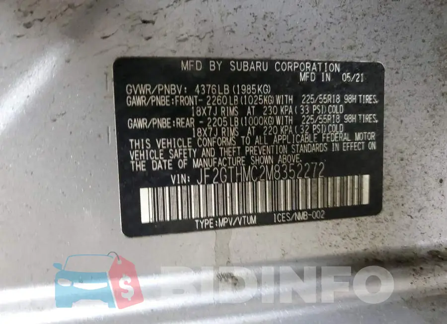 JF2GTHMC2M8352272 Photo# 13