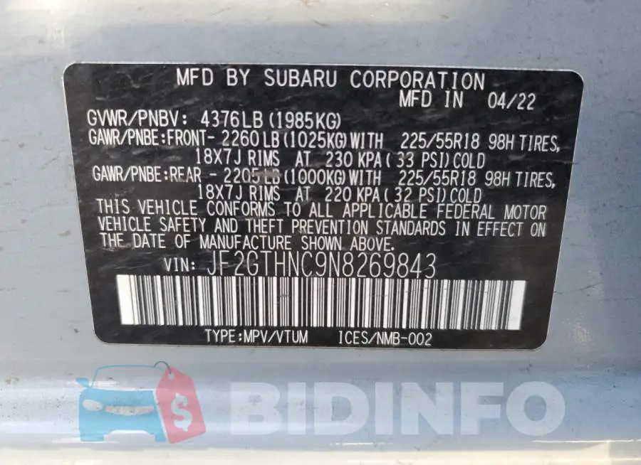 JF2GTHNC9N8269843 Photo# 13