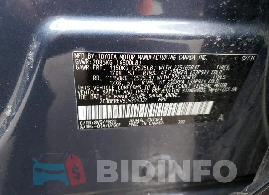 2T3BFREV8EW204337 Photo# 14