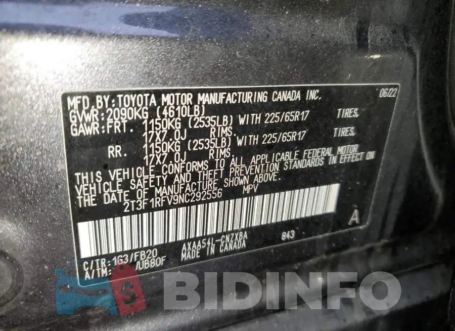 2T3F1RFV9NC292556 Photo# 13