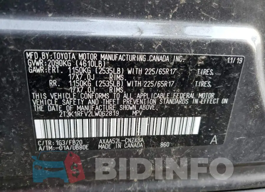 2T3K1RFV2LW062819 Photo# 14