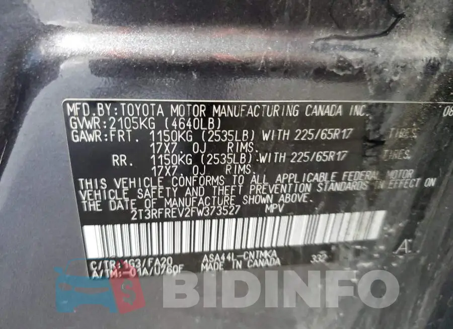 2T3RFREV2FW373527 Photo# 13