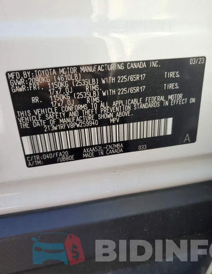 2T3W1RFV8PW259940 Photo# 13