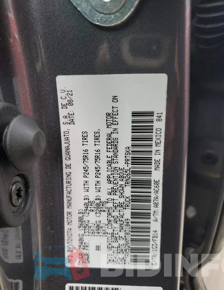 3TYAX5GNXMT031049 Photo# 12