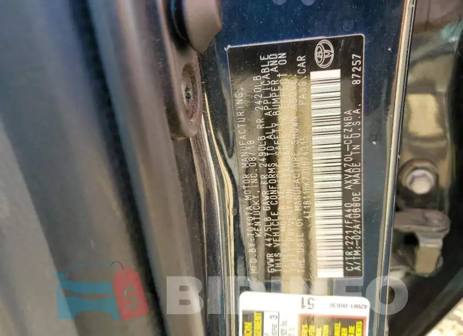4T1B11HK7JU674315 Photo# 12