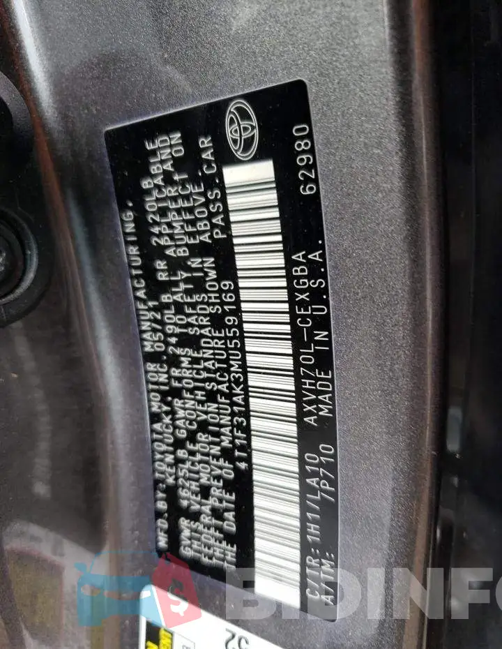 4T1F31AK3MU559169 Photo# 12