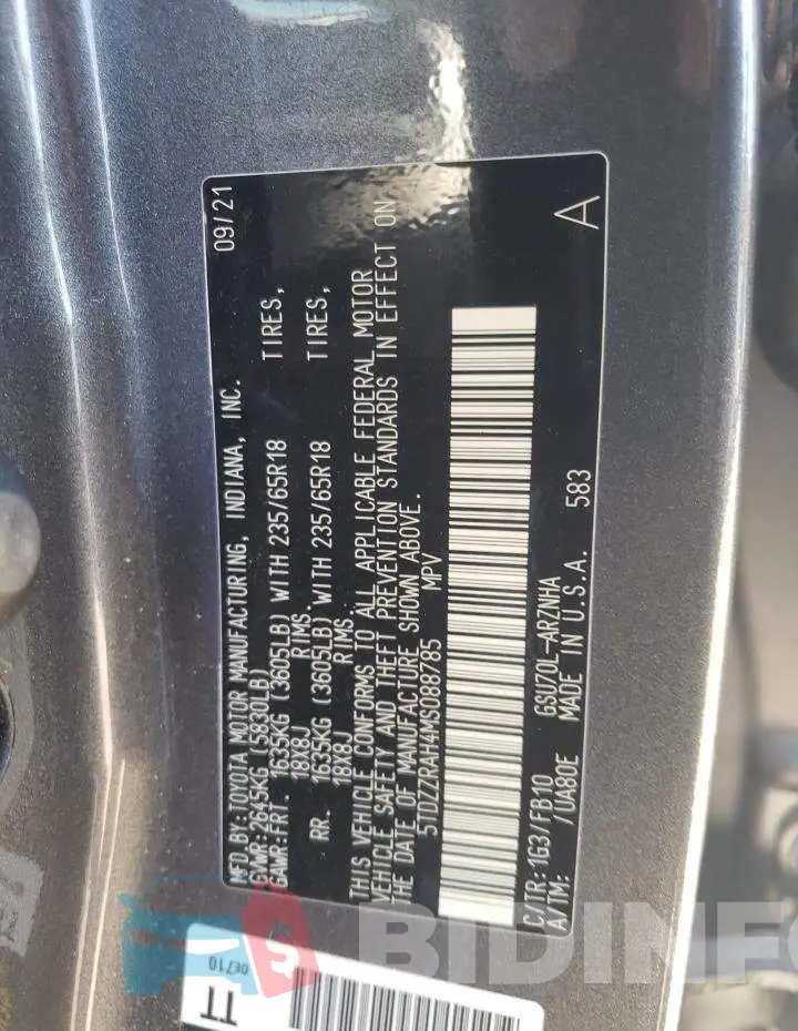 5TDZZRAH4MS088785 Photo# 13