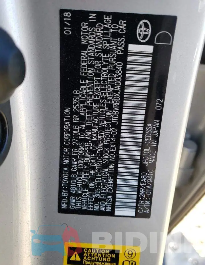 JTDBVRBDXJA003840 Photo# 12