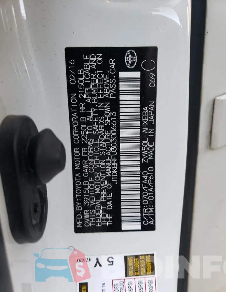 JTDKBRFU3G3006613 Photo# 12