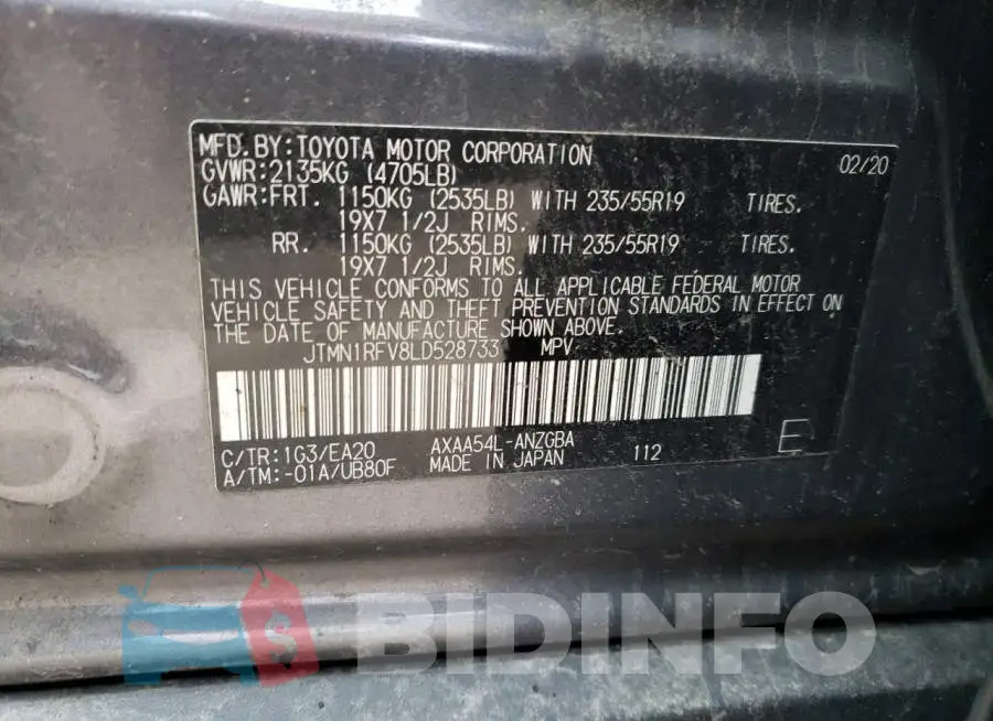JTMN1RFV8LD528733 Photo# 13