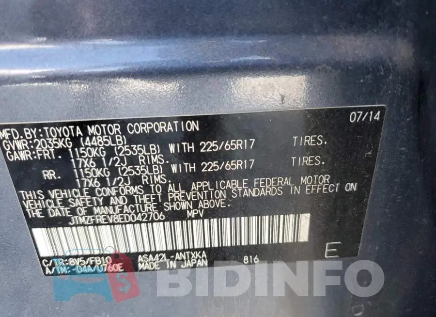 JTMZFREV8ED042706 Photo# 12