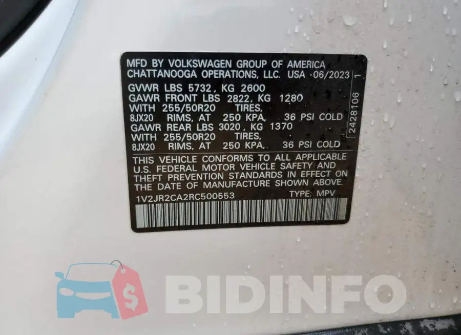 1V2JR2CA2RC500553 Photo# 12