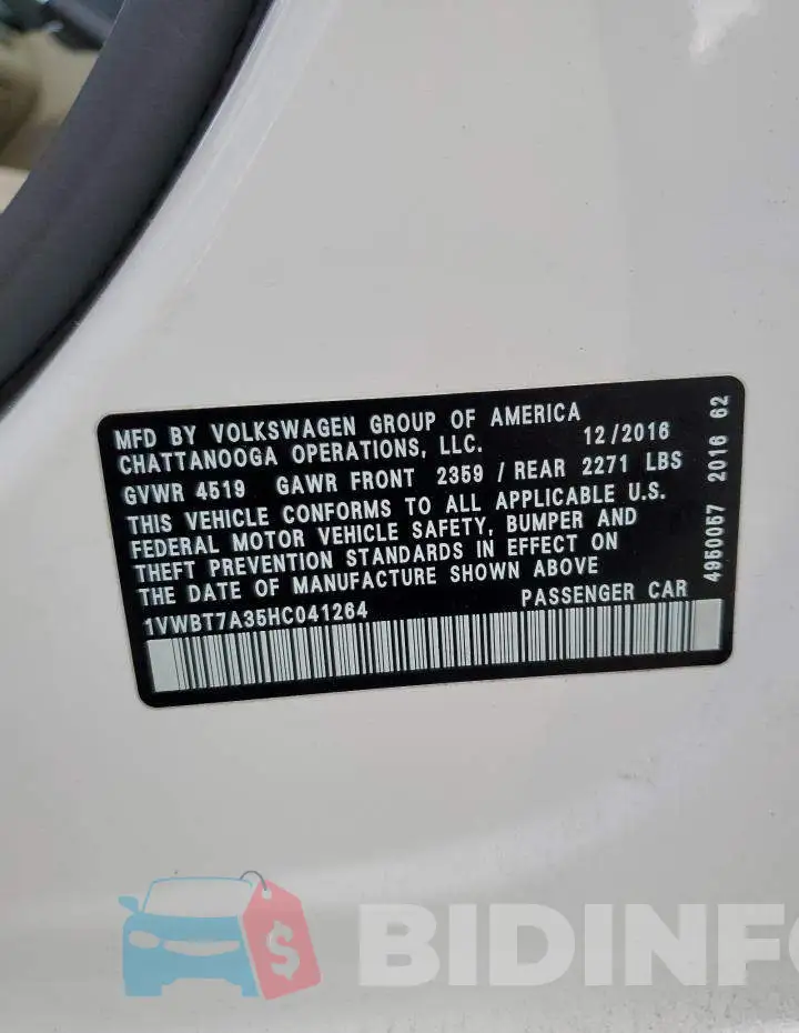 1VWBT7A35HC041264 Photo# 12
