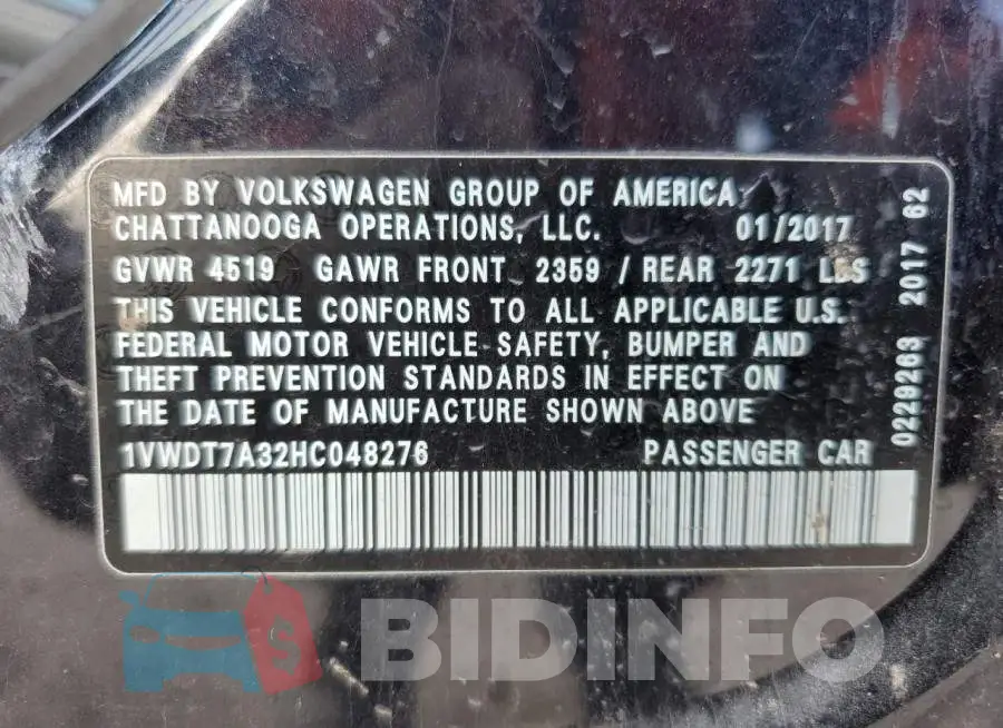 1VWDT7A32HC048276 Photo# 12