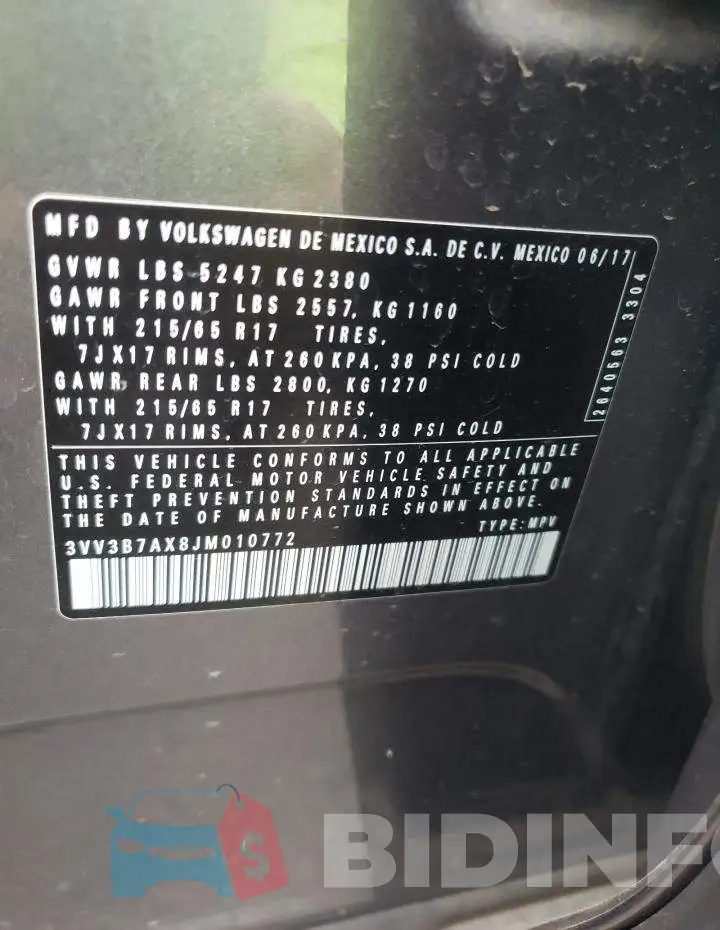 3VV3B7AX8JM010772 Photo# 13