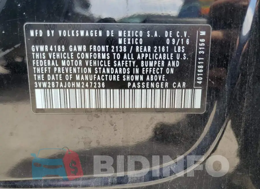 3VW2B7AJ0HM247236 Photo# 12