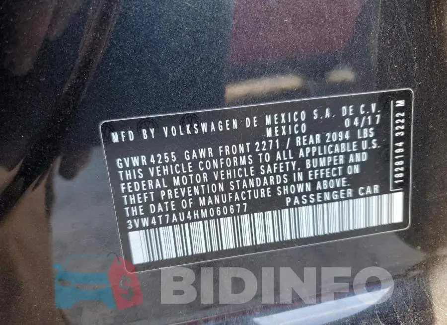 3VW4T7AU4HM060677 Photo# 13