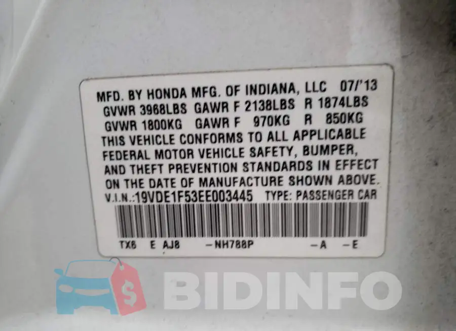 19VDE1F53EE003445 Photo# 13