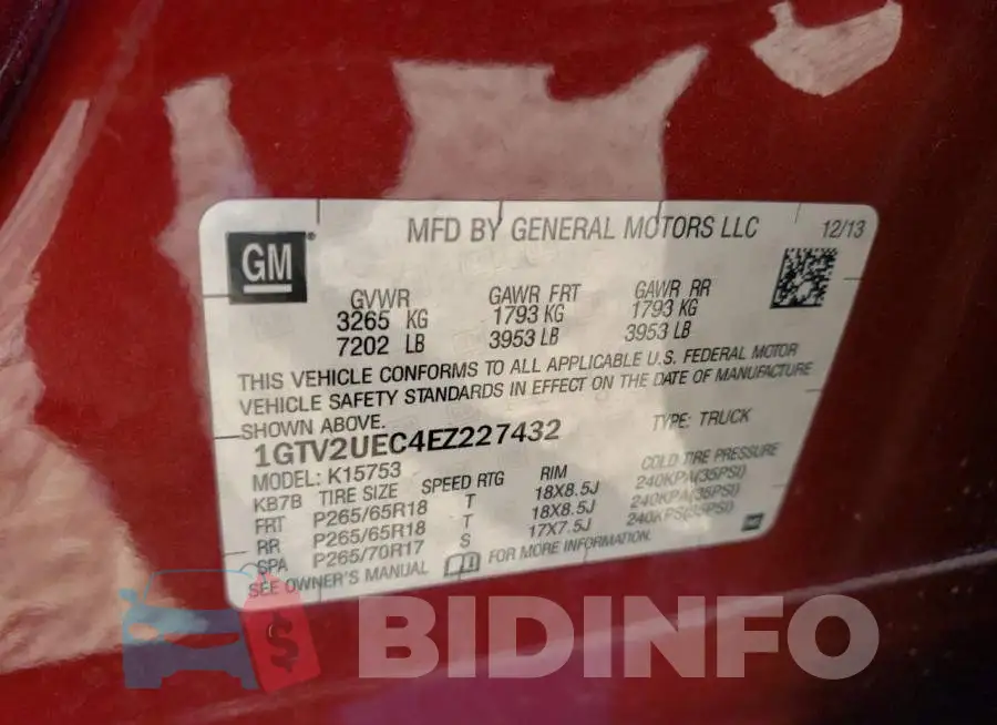 1GTV2UEC4EZ227432 Photo# 12