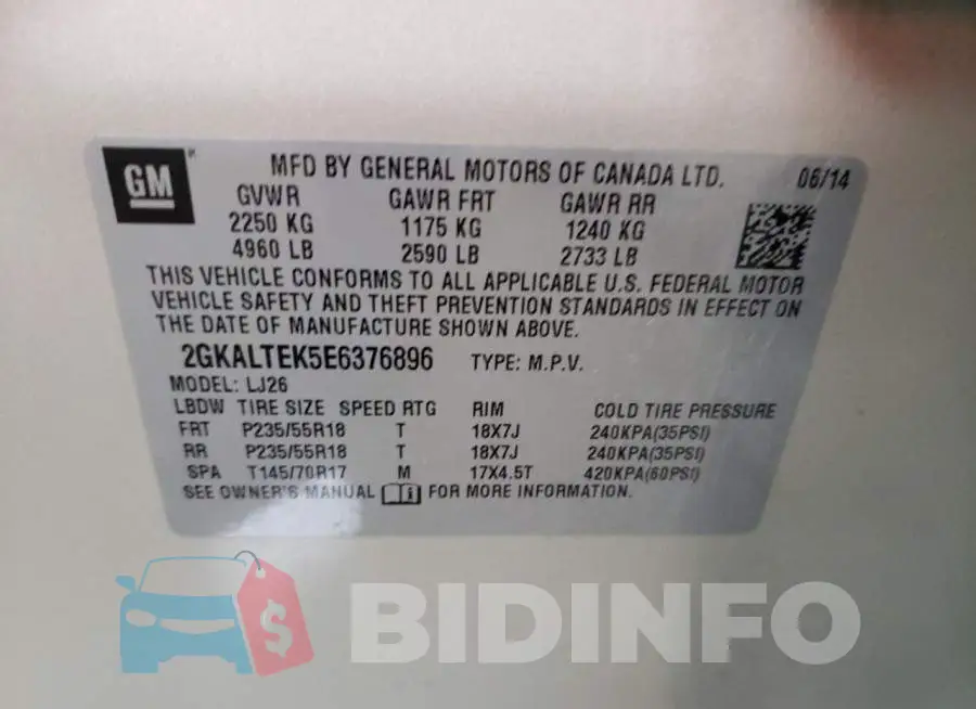 2GKALTEK5E6376896 Photo# 14