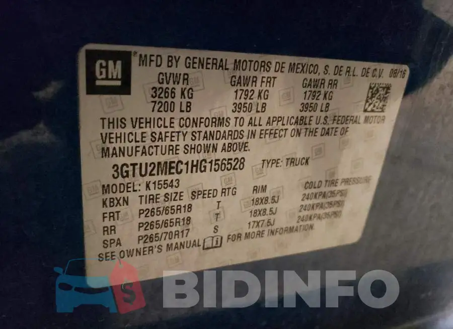 3GTU2MEC1HG156528 Photo# 12