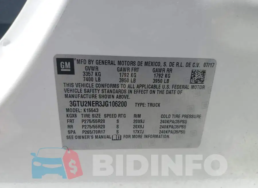 3GTU2NER3JG106200 Photo# 12