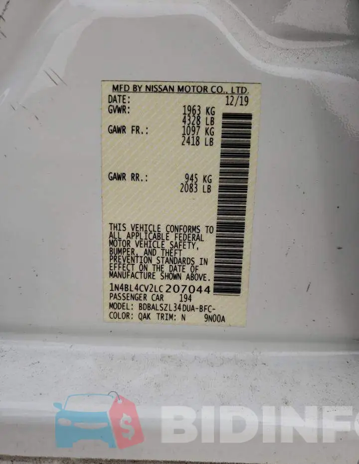 1N4BL4CV2LC207044 Photo# 12