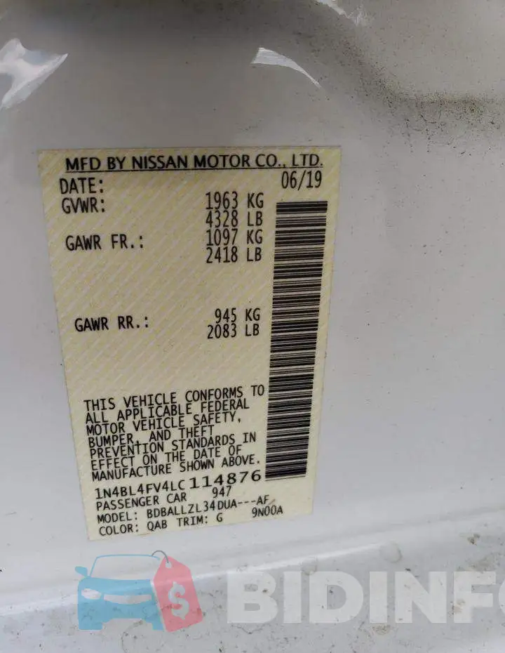 1N4BL4FV4LC114876 Photo# 12