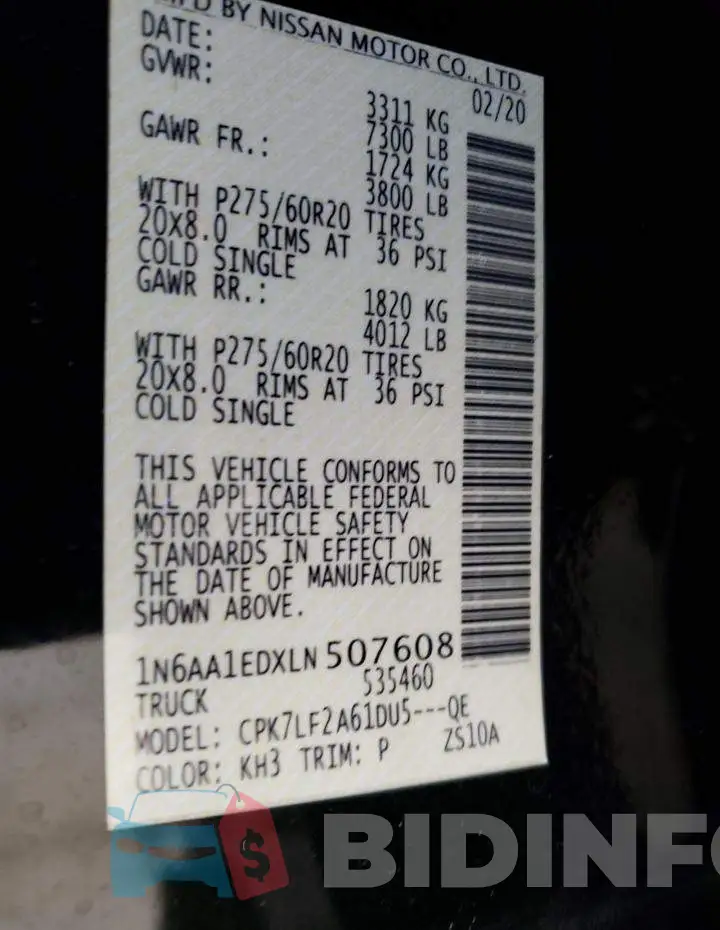 1N6AA1EDXLN507608 Photo# 12