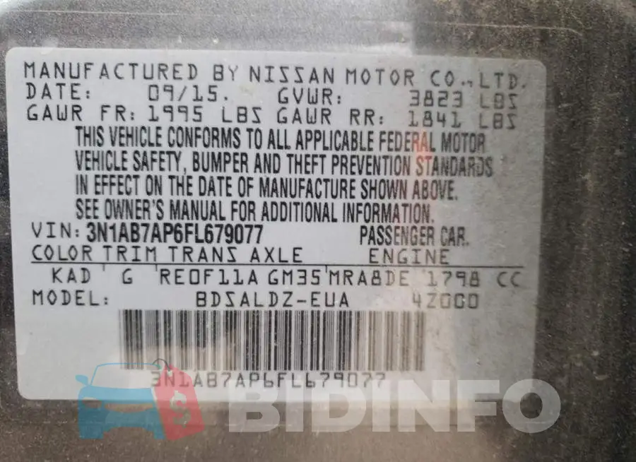3N1AB7AP6FL679077 Photo# 13
