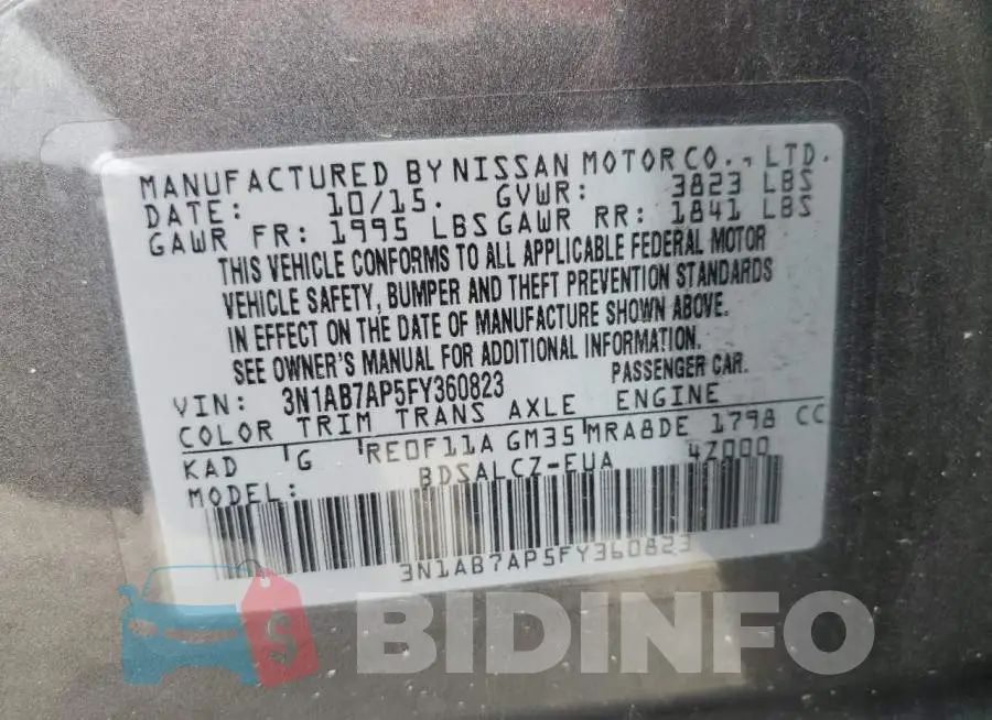 3N1AB8DVXNY305136 Photo# 12