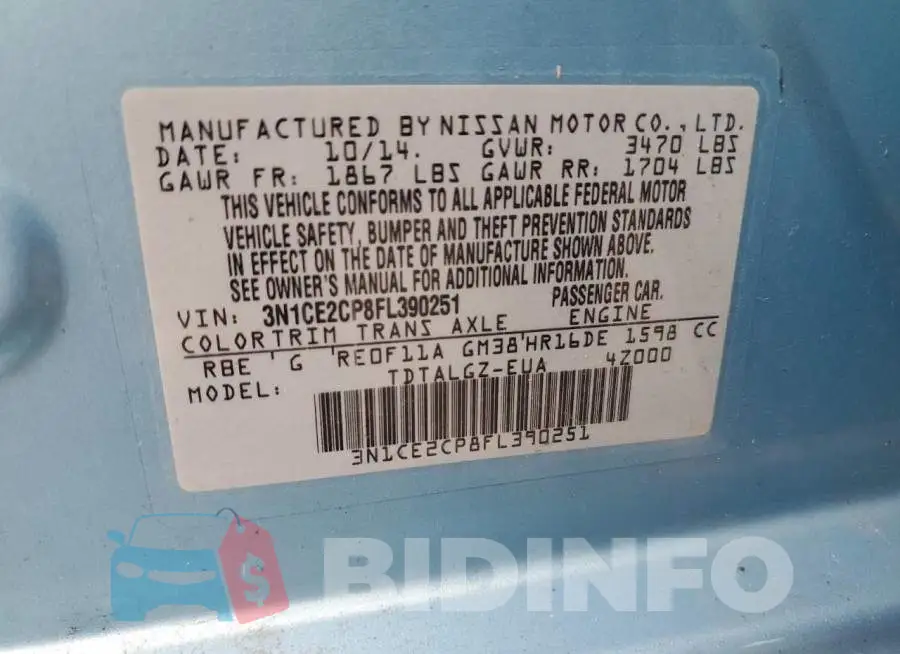 3N1CE2CP8FL390251 Photo# 12